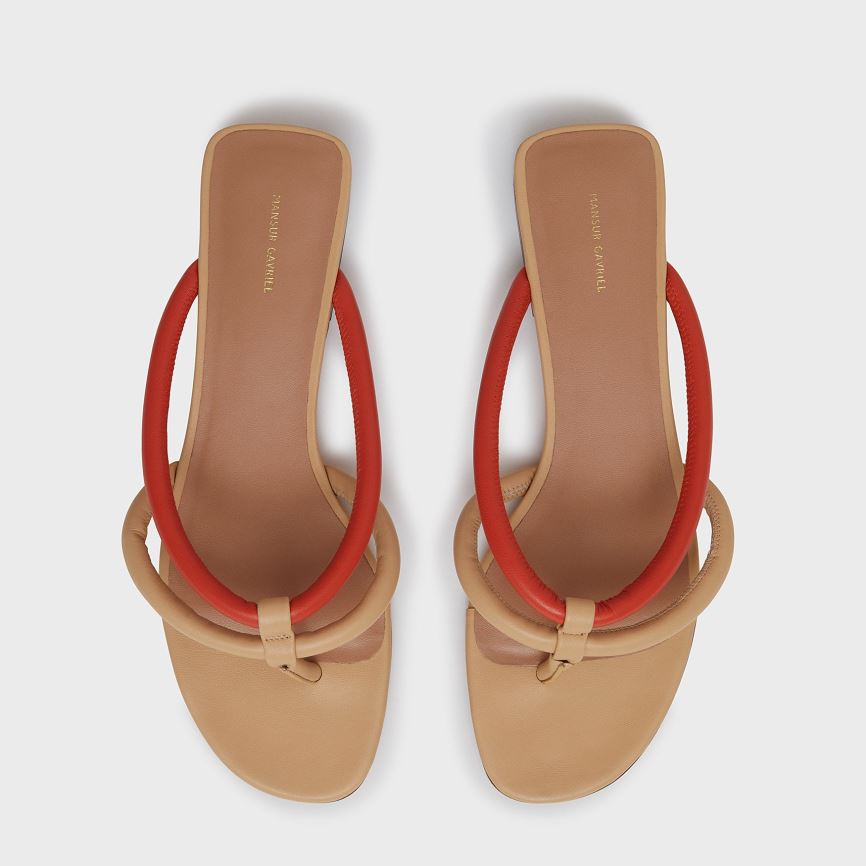 Women's Mansur Gavriel Filo Flip Flops Beige / Orange | AU 0612BI